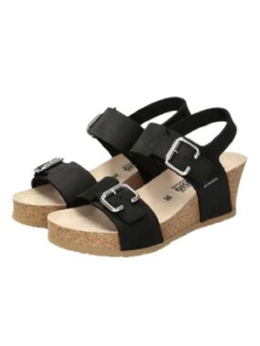 Mephisto Lissandra Black Wedge Sandals | 40
